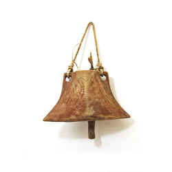 Dzwonek pasterski drewniany Vintage na sznurze 15x20cm